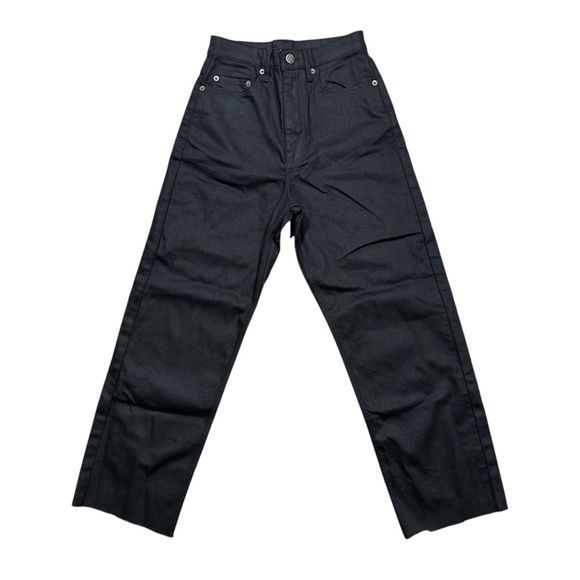 Ksubi Playback Jeans Grease Black Cutoff High Waist Straight Jeans Womens 24 - Picture 1 of 13